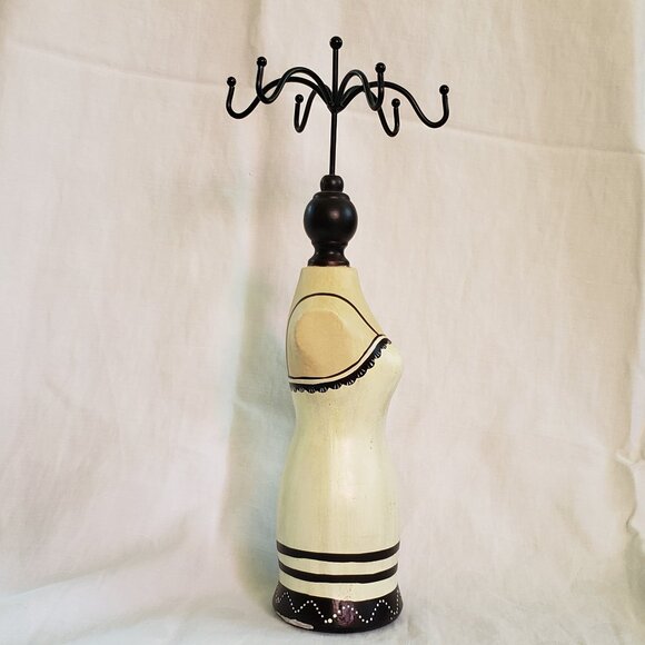 Standing Victorian Mannequin Black & White Pedestal Jewelry Holder 14 Inch Tall - Picture 5 of 9